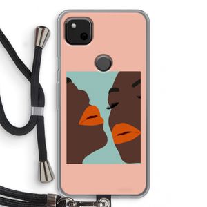 Orange lips: Pixel 4a Transparant Hoesje met koord
