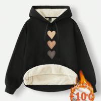 Bon&Bon Women's Loose Casual Gray Hoodie | Warm Long Sleeve Pullover Black-15 / XL