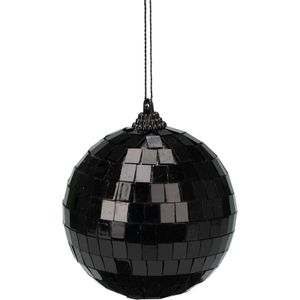 Discobal kerstbal / spiegel kerstbal- 1x st - zwart - 8 cm - kunststof