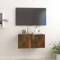Tv-meubel hangend 60x30x30 cm bewerkt hout gerookt eikenkleurig - thumbnail