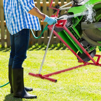 Maaikrik Maaierheffer met 400 kg Capaciteit voor Tuintrekkers en Grasmaaiers Inklapbare Tuintractorheftafel met Verstelbare Hoogte