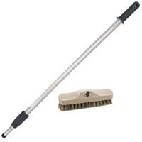 Sorex Houten schrobborstel - luiwagen - schrobber - inclusief aluminium telescoopsteel - zilver - 20