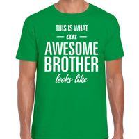 Awesome Brother tekst t-shirt groen heren - thumbnail