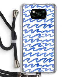 Blauwe golven: Xiaomi Poco X3 Pro Transparant Hoesje met koord