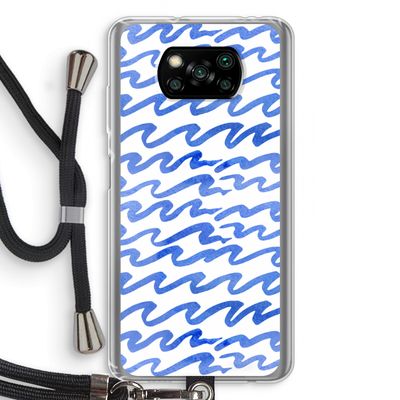 Blauwe golven: Xiaomi Poco X3 Pro Transparant Hoesje met koord