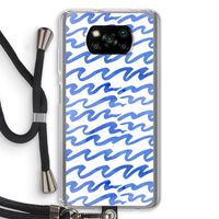 Blauwe golven: Xiaomi Poco X3 Pro Transparant Hoesje met koord