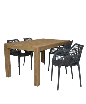 Alberto teak tafel 160 met tuinstoel Air XL