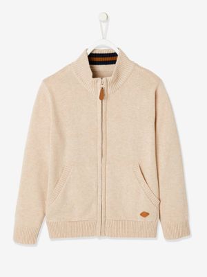 jongensvest met ritssluiting en opstaande kraag ecru geschineerd - bross b 029