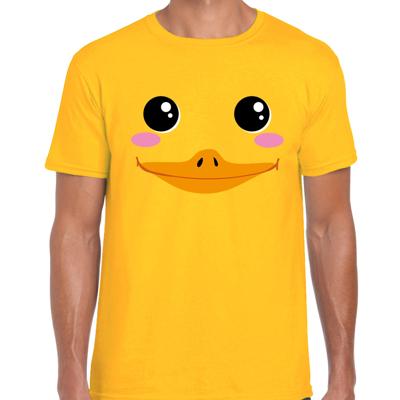 Eend gezicht - fun verkleed t-shirt - geel - voor heren - dierenpak - kostuum Eend gezicht - fun verkleed t-shirt - geel - voor heren - dierenpak - kostuum