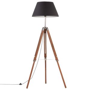 VidaXL Vloerlamp driepoot 141 cm massief teakhout honingbruin en zwart