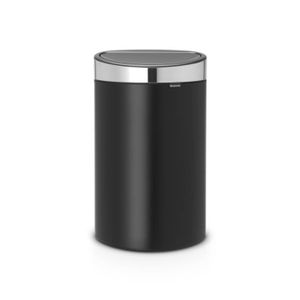 Brabantia Touch Bin afvalemmer 40 liter met kunststof binnenemmer - Matt Black / Matt Steel Fingerprint Proof