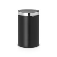 Brabantia Touch Bin afvalemmer 40 liter met kunststof binnenemmer - Matt Black / Matt Steel Fingerprint Proof - thumbnail