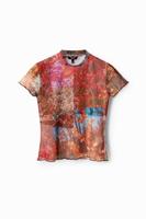 T-shirt met print en tule - MATERIAL FINISHES - M