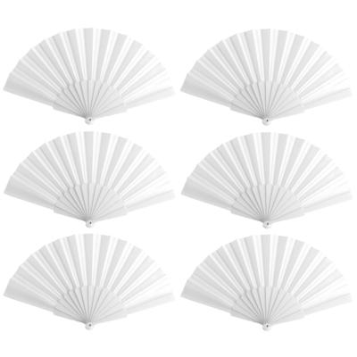 Spaanse Handwaaier - 6x - wit - 23 x 43 cm - Verkoeling waaiers voor zomerse themperatuur