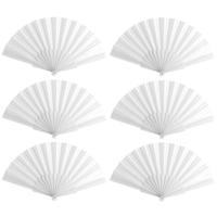 Spaanse Handwaaier - 6x - wit - 23 x 43 cm - Verkoeling waaiers voor zomerse themperatuur