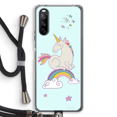 Regenboog eenhoorn: Sony Sony Xperia 10 III Transparant Hoesje met koord