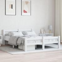 Bedframe massief grenenhout wit 140x200 cm