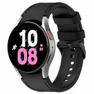 leer + siliconen bandje - Maat: small - Zwart - Samsung Galaxy Watch 6 Classic - 47mm & 43mm