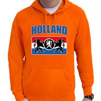 Oranje hoodie Holland / Nederland supporter Holland met een Nederlands wapen EK/ WK voor heren - thumbnail