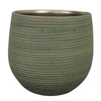 Ter Steege Steege Plantenpot - keramiek - donkergroen - stripes - D22xH20 cm