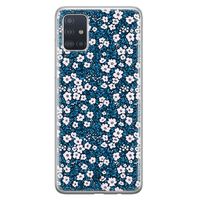 Samsung Galaxy A51 siliconen hoesje - Bloemen blauw