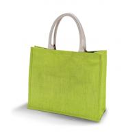 Jute boodschappen strandtas - groen - 42 x 36 cm - Strandartikelen beach bags/shoppers