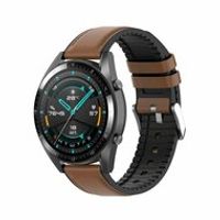 leer + siliconen bandje - Bruin - Samsung Galaxy Watch - 46mm / Samsung Gear S3 - thumbnail