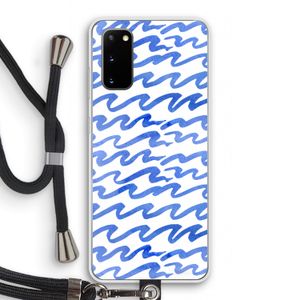 Blauwe golven: Samsung Galaxy S20 Transparant Hoesje met koord