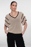Geisha Pullover Raglan V-neck 64050-23 Trui Korte Mouw 721 Light Sand/black