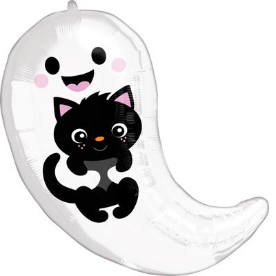 Amscan folieballon Ghost & Kitty Cuties 40 x 48 wit/zwart