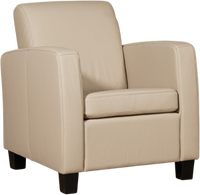 Taupe leren landelijke fauteuil Joy - poot hout zwart - Toledo Leer Mastic (taupe leer)