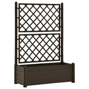 The Living Store Tuinbak met Trellis - Mokka 100 x 43 x 142 cm - 90 L - PP - Vorst- en UV-bestendig