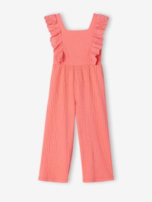 Jumpsuit voor meisjes met ruches koraal