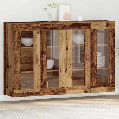 Wandkasten Set van 2 in Oud Hout 69,5 x 34 x 90 cm - Gefabriceerd Hout