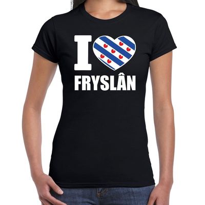 Zwart I love Fryslan t-shirt dames Zwart I love Fryslan t-shirt dames