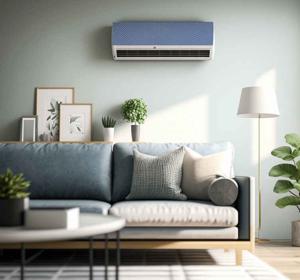 Air conditioning sticker blauw met golven