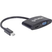 Manhattan 152709 DisplayPort / VGA / HDMI Adapter [1x Mini-DisplayPort stekker - 1x VGA-bus, HDMI-bus] Zwart 16.00 cm - thumbnail