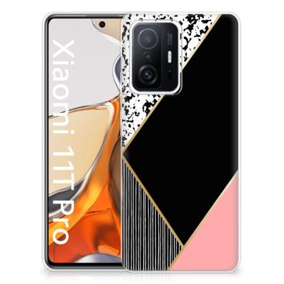 Xiaomi 11T | 11T Pro | TPU Hoesje | Zwart Roze Vormen