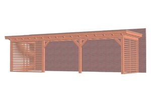 Aanbouwveranda Lucca 955x325 cm - Plat dak - Combinatie 1- - Onbehandeld lariks Douglas hout- Trendhout