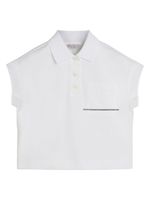 Brunello Cucinelli Kids polo sans manches à ornements métalliques - Blanc