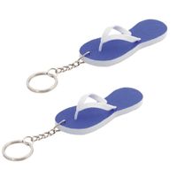 Set van 10x stuks sleutelhangers teenslippers 8 cm blauw