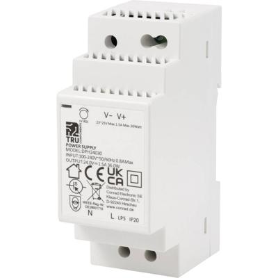 TRU COMPONENTS TC-10580812 DIN-rail netvoeding 24 V/DC 1.5 A 36 W Aantal uitgangen:1 x Inhoud 1 stuk(s)