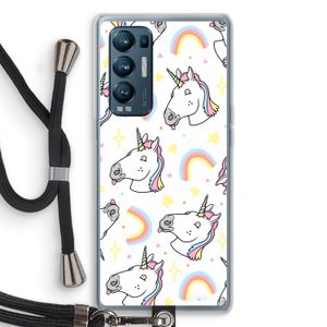 Rainbow Unicorn: Oppo Find X3 Neo Transparant Hoesje met koord
