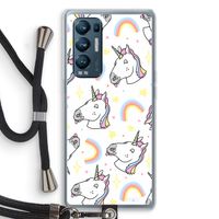 Rainbow Unicorn: Oppo Find X3 Neo Transparant Hoesje met koord