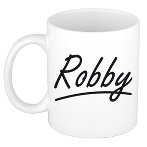 Robby voornaam kado beker / mok sierlijke letters - gepersonaliseerde mok met naam   -
