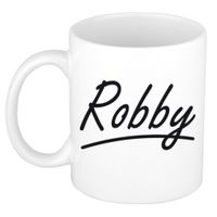 Robby voornaam kado beker / mok sierlijke letters - gepersonaliseerde mok met naam   - - thumbnail