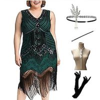 Retro vintage Roaring jaren '20 Jaren 1920 Flapper jurk Jurken Outfits Grote maten Kerst feestjurk Middag The Great Gatsby Dames Pailletten Lovertje Grote maten Maskerade Feesten Uitgaan Festival Lightinthebox