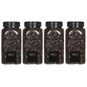 4x Decoratie/hobby steentjes donker bruin 650 ml