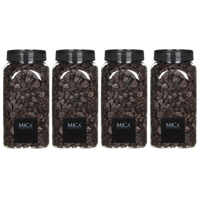 4x Decoratie/hobby steentjes donker bruin 650 ml