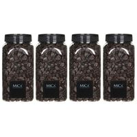 4x Decoratie/hobby steentjes donker bruin 650 ml